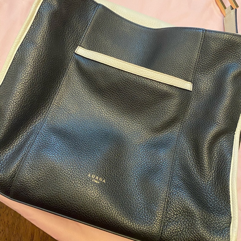 Beautiful Black Authentic Luana Italy Leather Tote